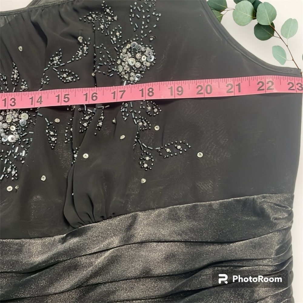 Dress Barn dress size 20W sleeveless black w/beaded top lining under chiffon - Picture 7 of 14